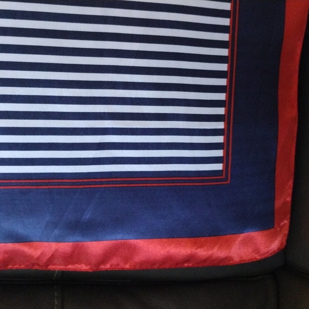 Striped Navy and Red Pocket Scarf - Picture 2 of 4